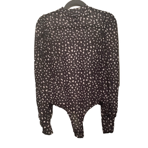 STREETWEAR SOCIETY MESS BODYSUIT SIZE M Black and White Polka Dot Women's Top